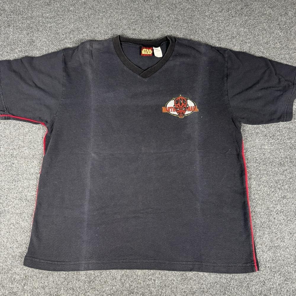 Vintage Star Wars Darth Maul Shirt Men Large Black 90s Y2K Authentic Mesh Tee